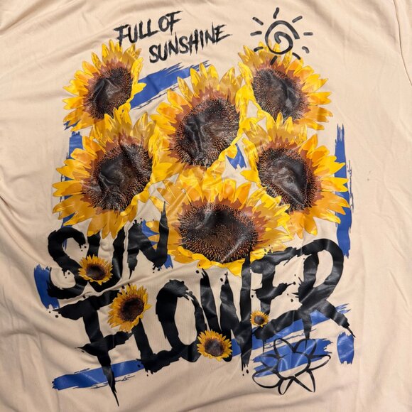 🌻 Manfinity “Sunflower” Graphic Tee | Beige Unisex Streetwear Shirt | Size L - Picture 8 of 13